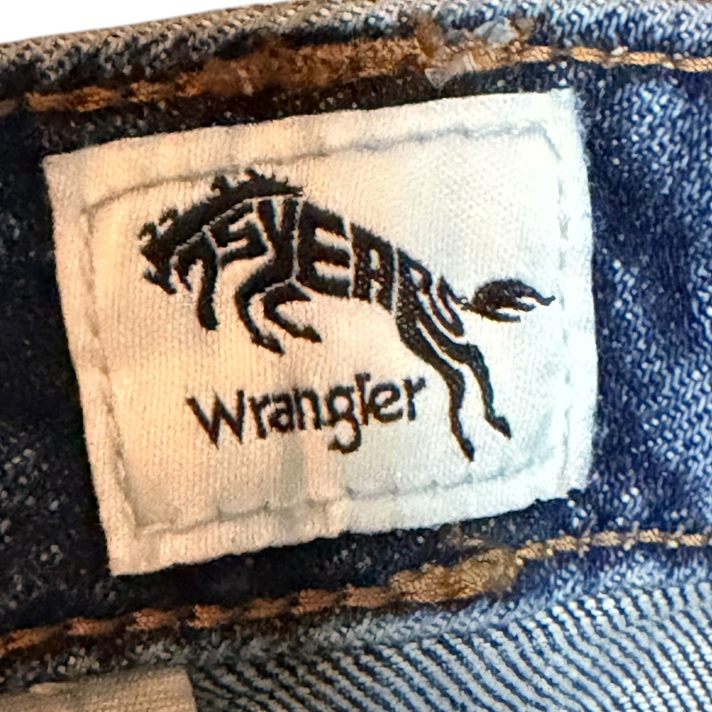 Wrangler Womens Bell Bottom Flare Jeans Medium Wash High Rise Patch Pocket Denim - Picture 10 of 12